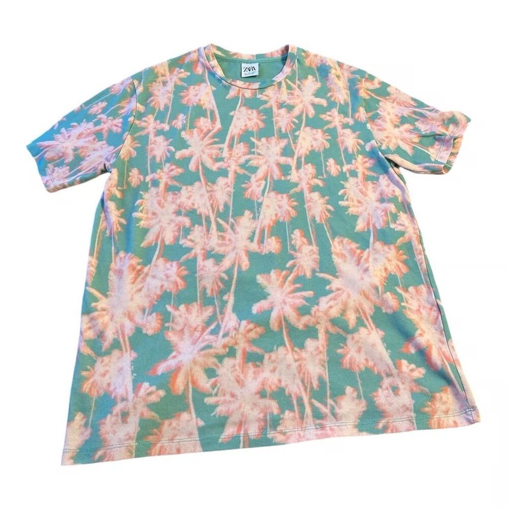 Bright Green & Pink Palm Tree Miami Tropical Beach Soft Shirt